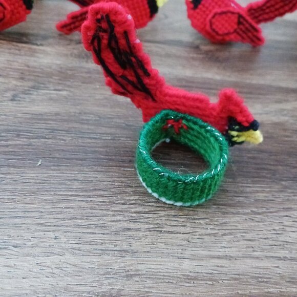 10 Cardinal Bird Needlepoint Napkin Holders Christmas - Picture 4 of 5